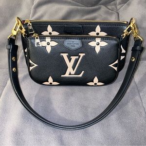 LOUIS VUITTON Bi-Color Empreinte Giant Black Beige Multi Pochette Accessoires